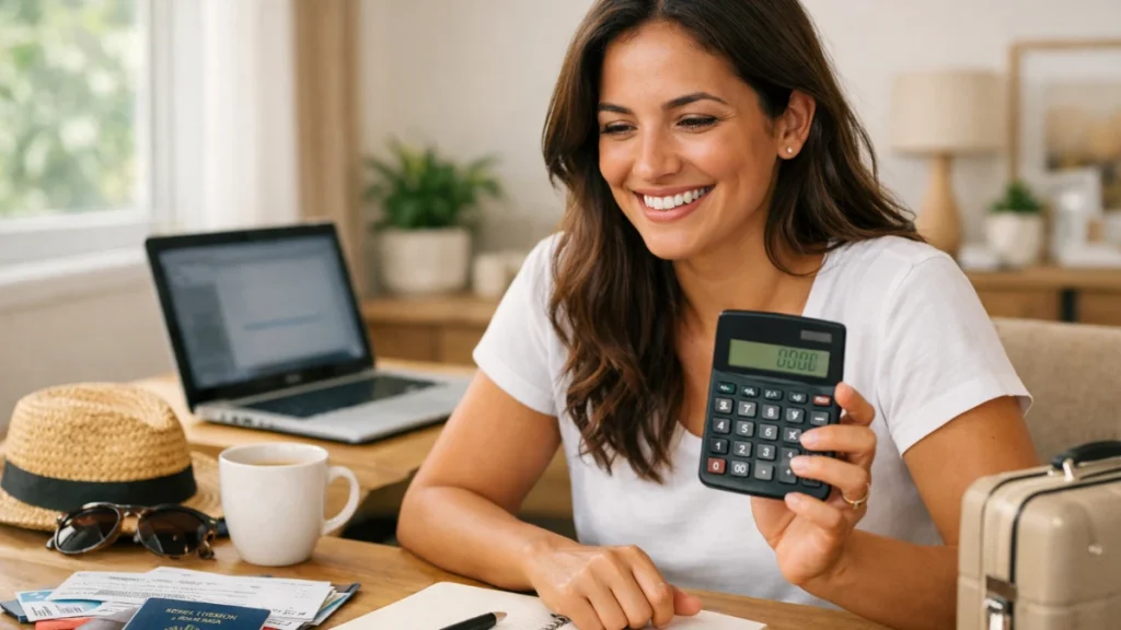 Trabalhador consultando calculadora para vender 20 dias de férias e entender abono pecuniário